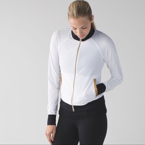 lululemon athletica Jackets & Blazers - ✨Lululemon Jodi White Perforated Laser Cut Jacket - Size 6